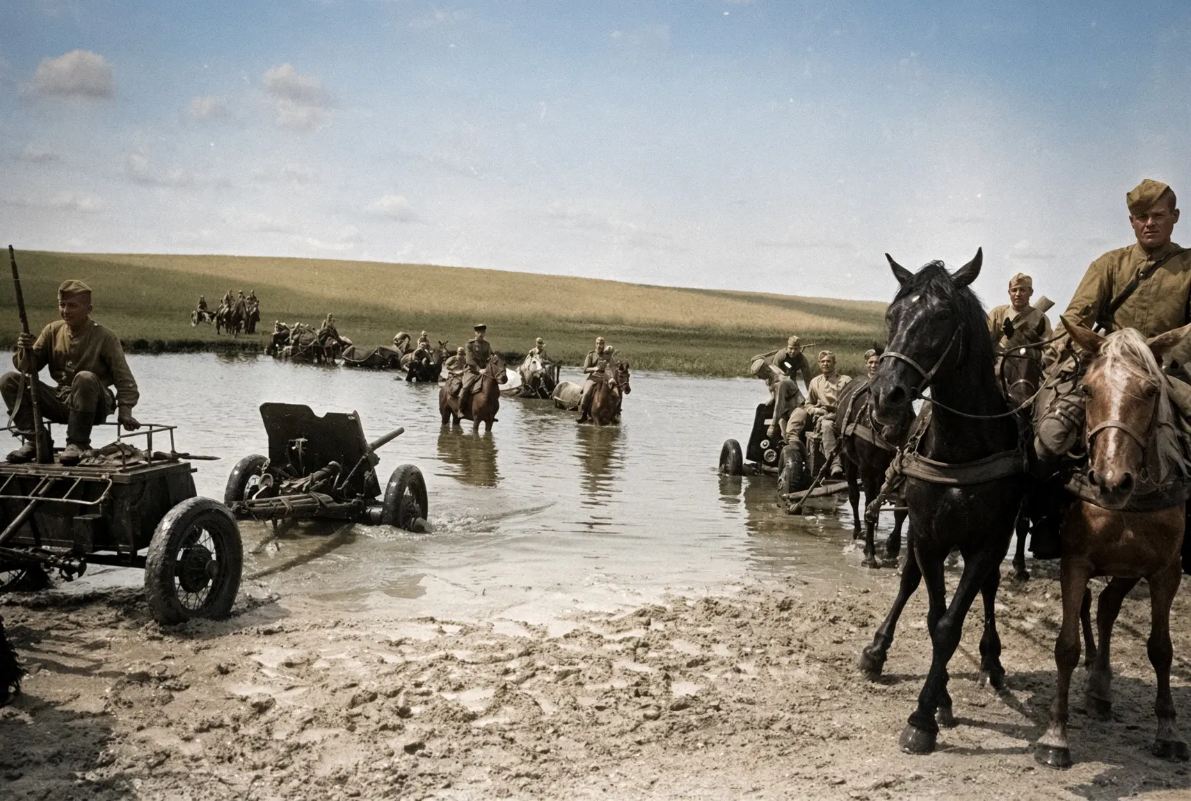 Форсирование реки, 1945 год.