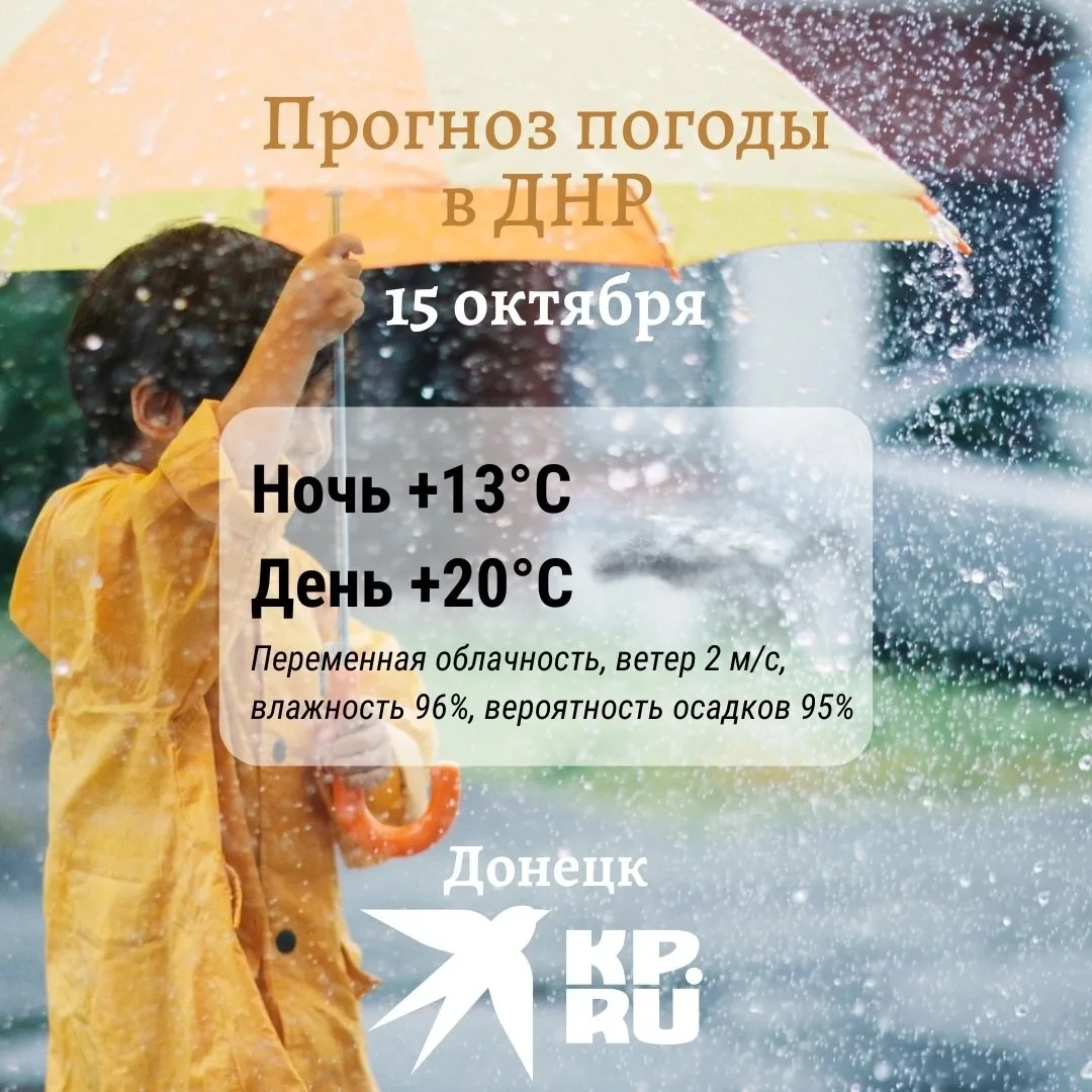 Сегодня в ДНР будет прохладно и дождливо, а вечером возможна гроза. В течение дня будет...