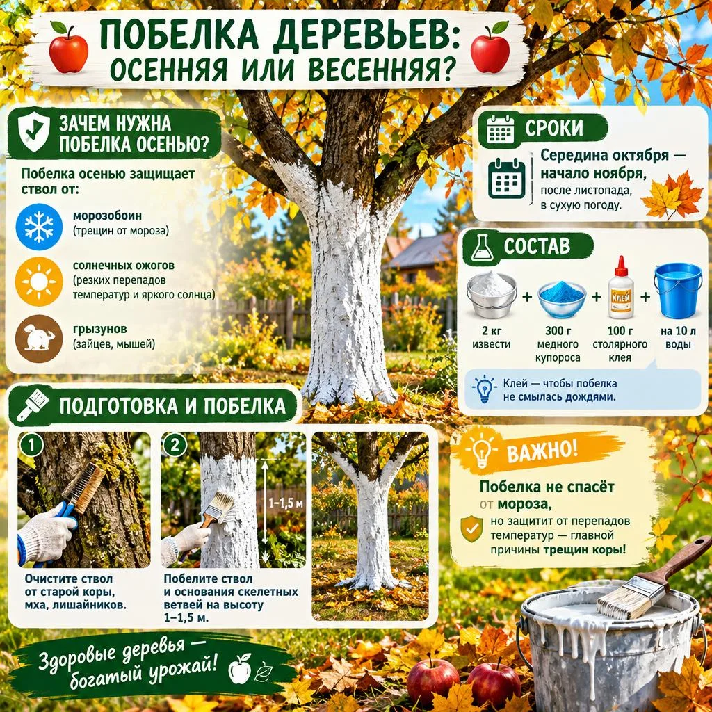 🍎 ПОБЕЛКА ДЕРЕВЬЕВ: ОСЕННЯЯ ИЛИ ВЕСЕННЯЯ? 🍎