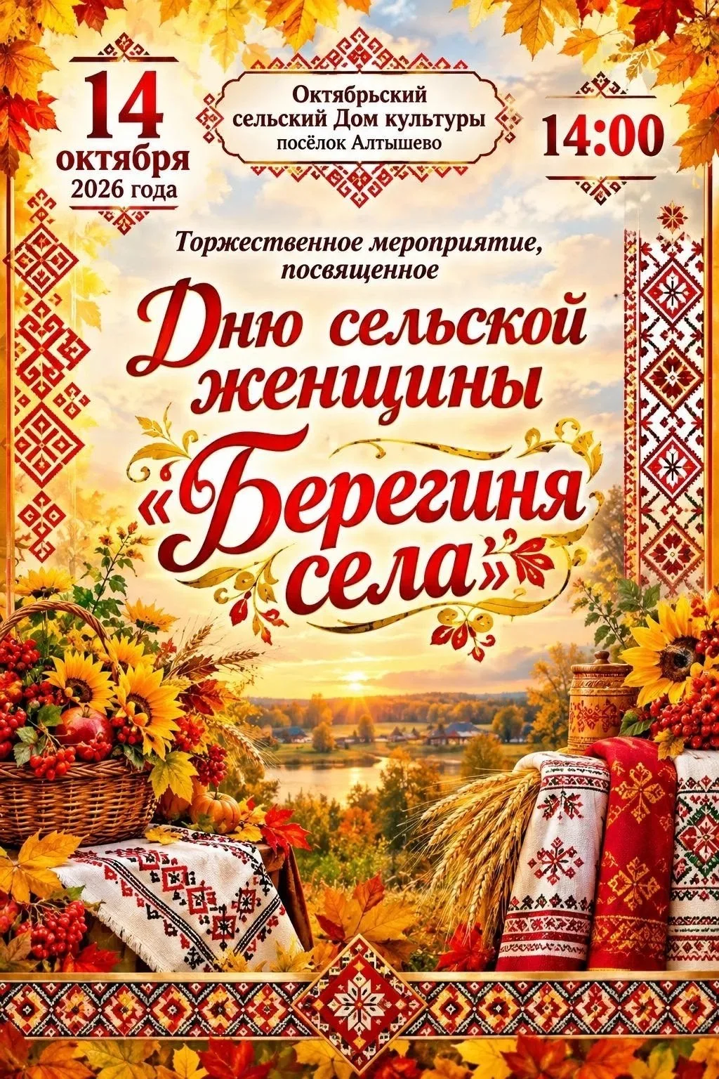 В Октябрьском сельском Доме культуры в поселке Алтышево 14 октября пройдет праздник "Бе...