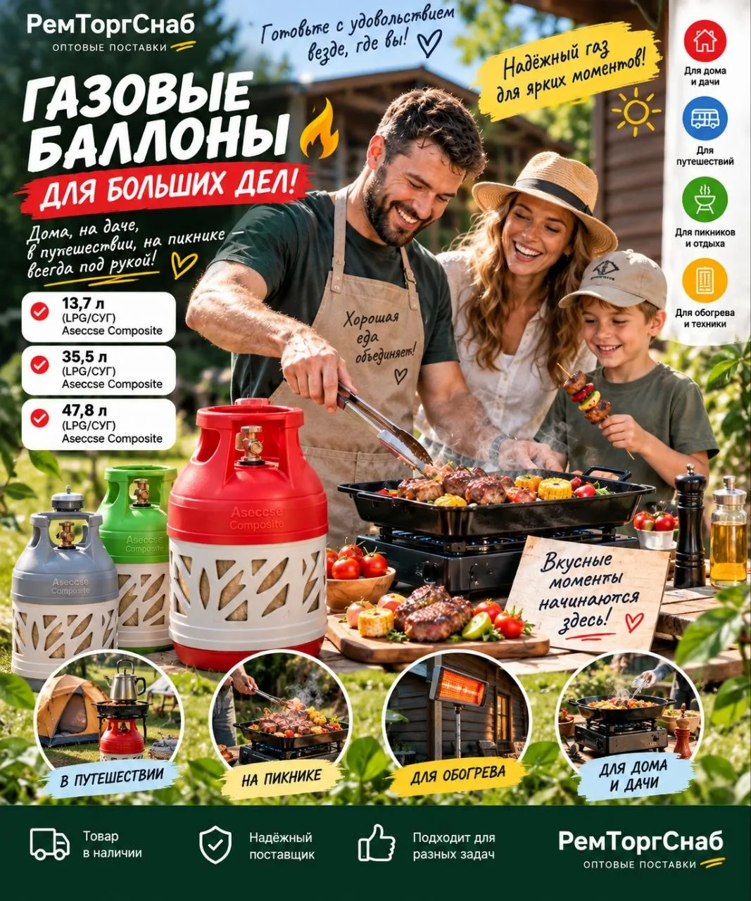 Композитный баллон — это как пауэрбанк😁только для тепла и еды. Полная свобода перемеще...