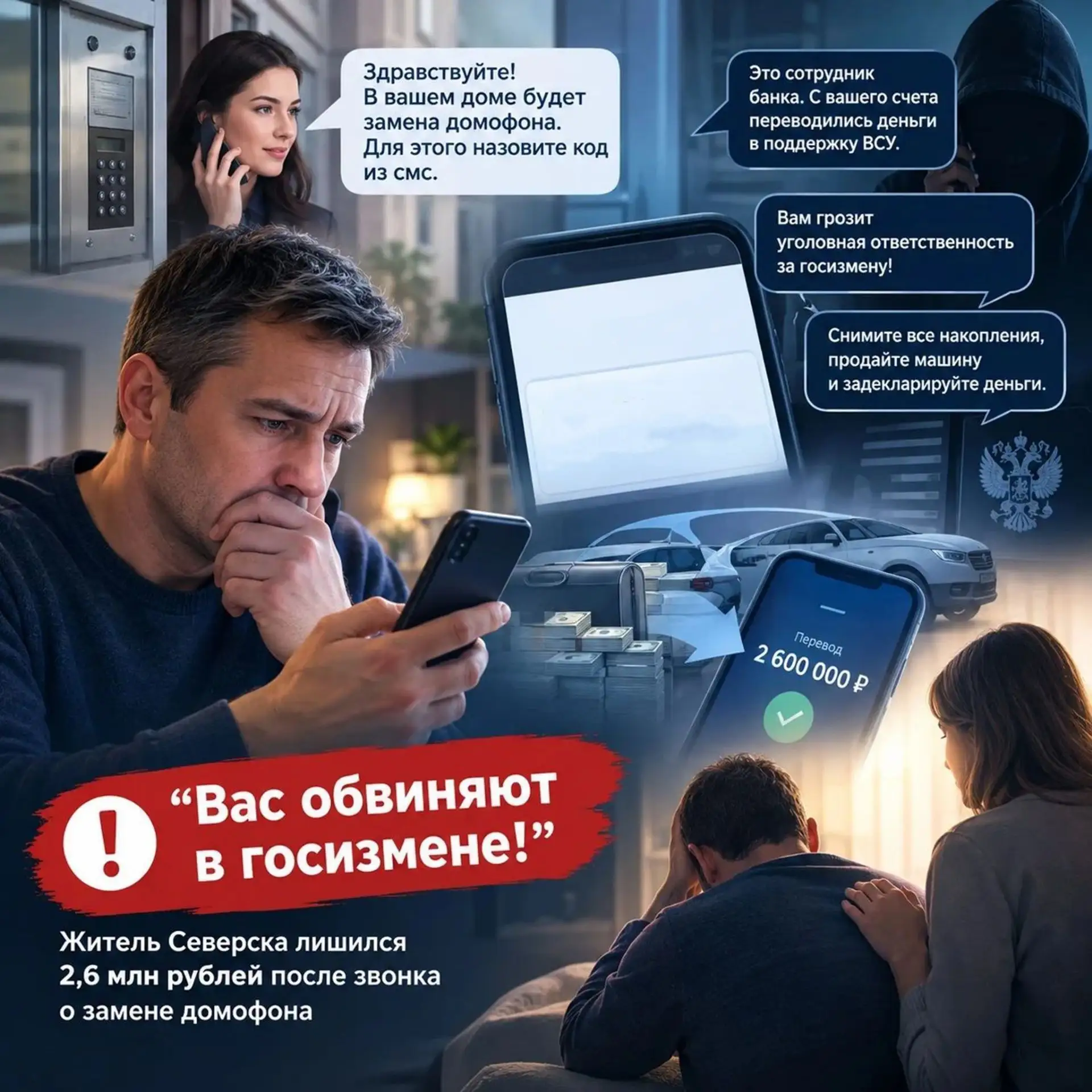 📍«Вас обвиняют в госизмене!»: житель Северска лишился 2,6 млн рублей после звонка о за...