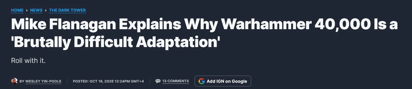 Работа над сериалом по Warhammer 40,000 затянулась из-за... лора