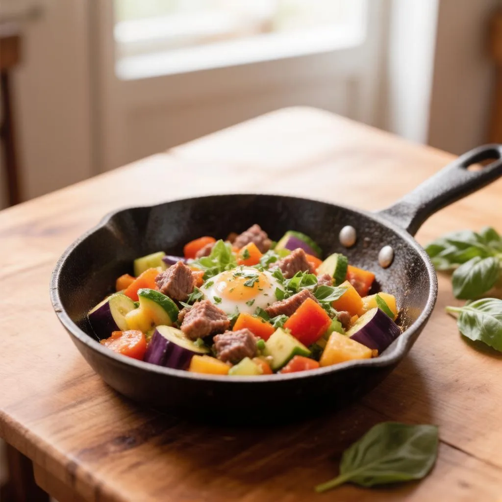 РАТАТУЙ С ГОВЯДИНОЙ И ЯЙЦОМ — СЫТНО И ПО-ДОМАШНЕМУ! 🍆🥩🥚