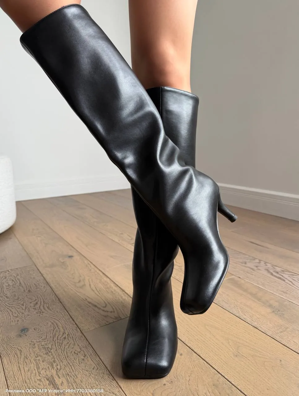 Сапоги из натуральной кожи на каблуке от JOZHAMTA SHOES