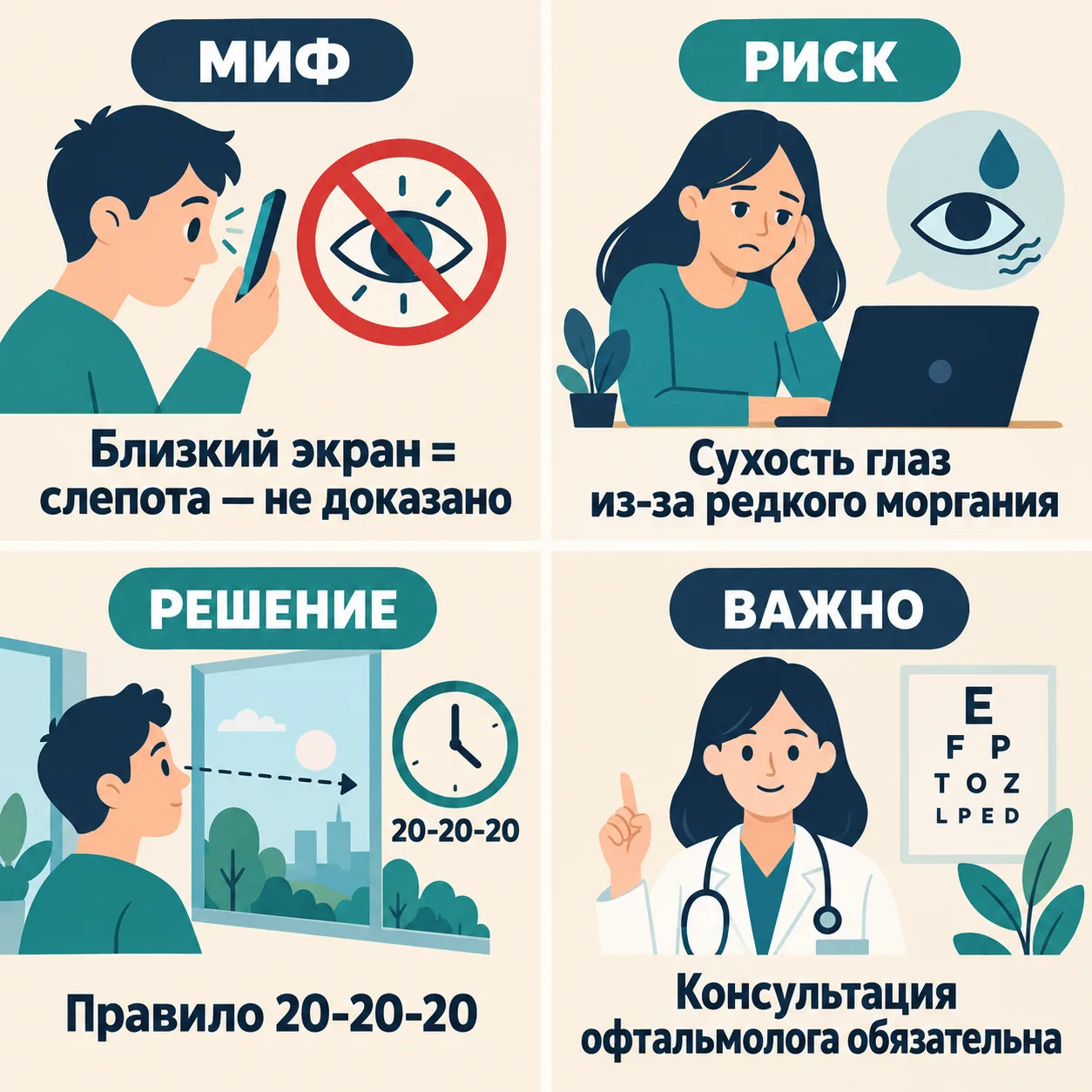 Бережёте зрение? Разбираем популярные мифы и реальные риски для глаз!