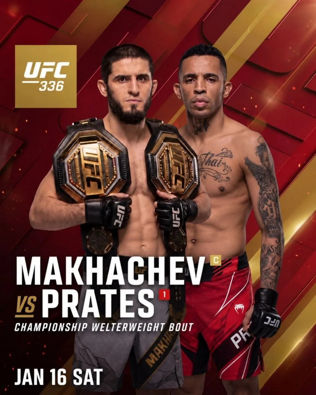 ⚡Поединок Ислама Махачева и Карлоса Пратеса состоится на турнире #UFC336 который пройдё...