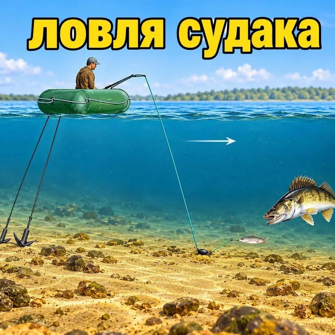 Рыбалка на судака с лодки на живца
