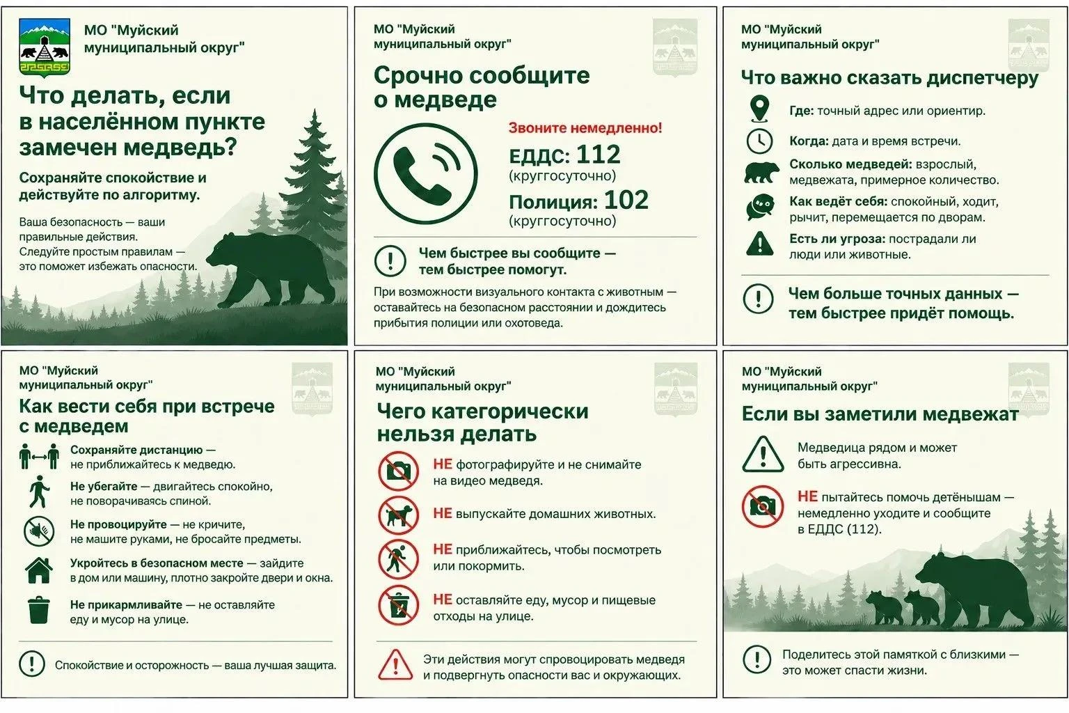 🐻 ВАЖНАЯ ПАМЯТКА "Что делать, если в населённом пункте замечен медведь?"