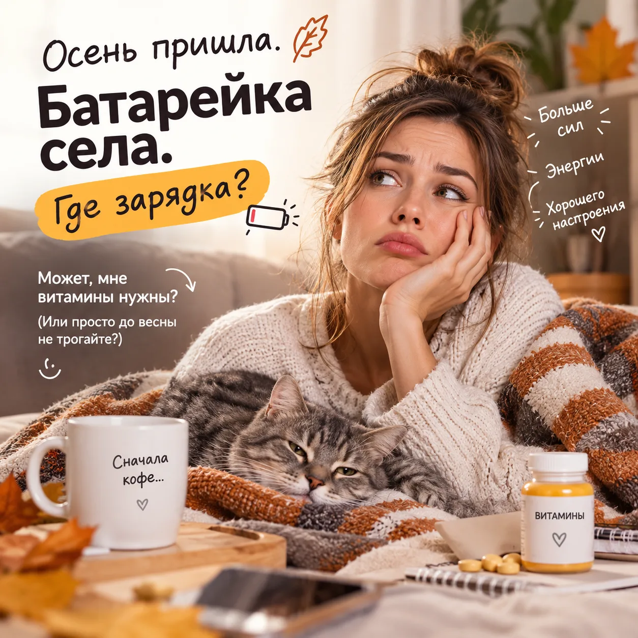 Осень пришла. Батарейка села. Где зарядка?