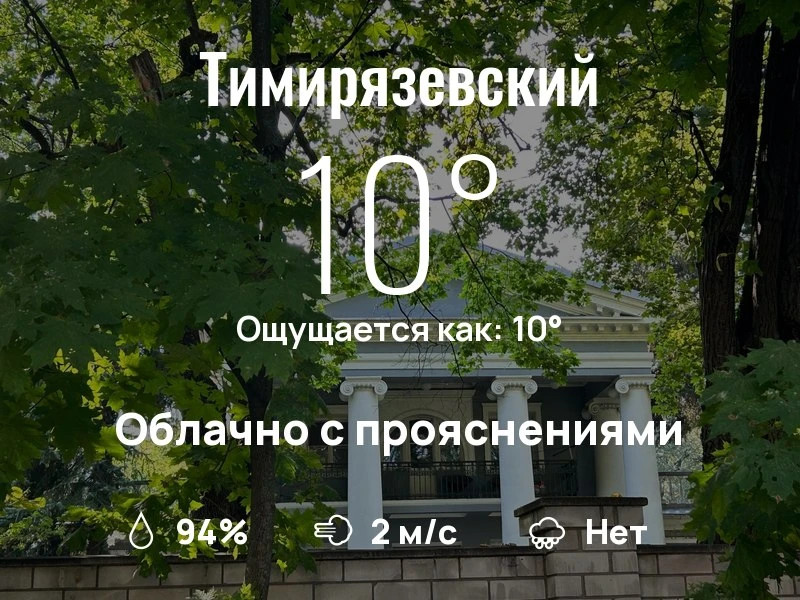 Что с погодой в Тимирязевском?