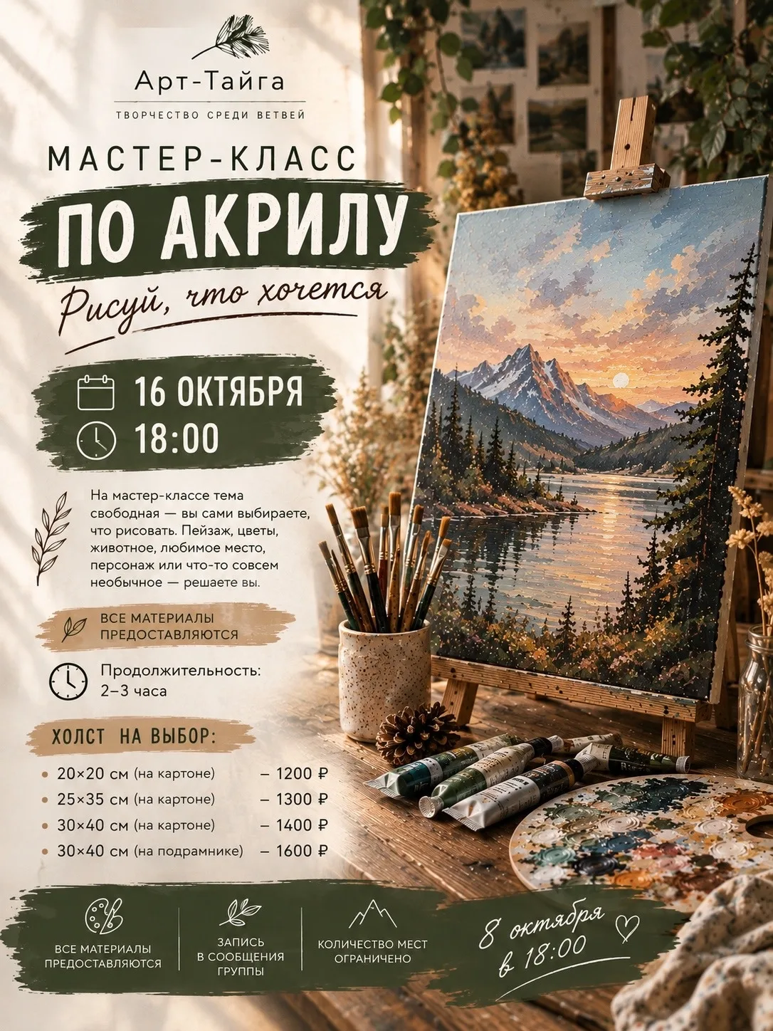 🎨 Мастер-класс по акриловой живописи в «Арт-Тайге»