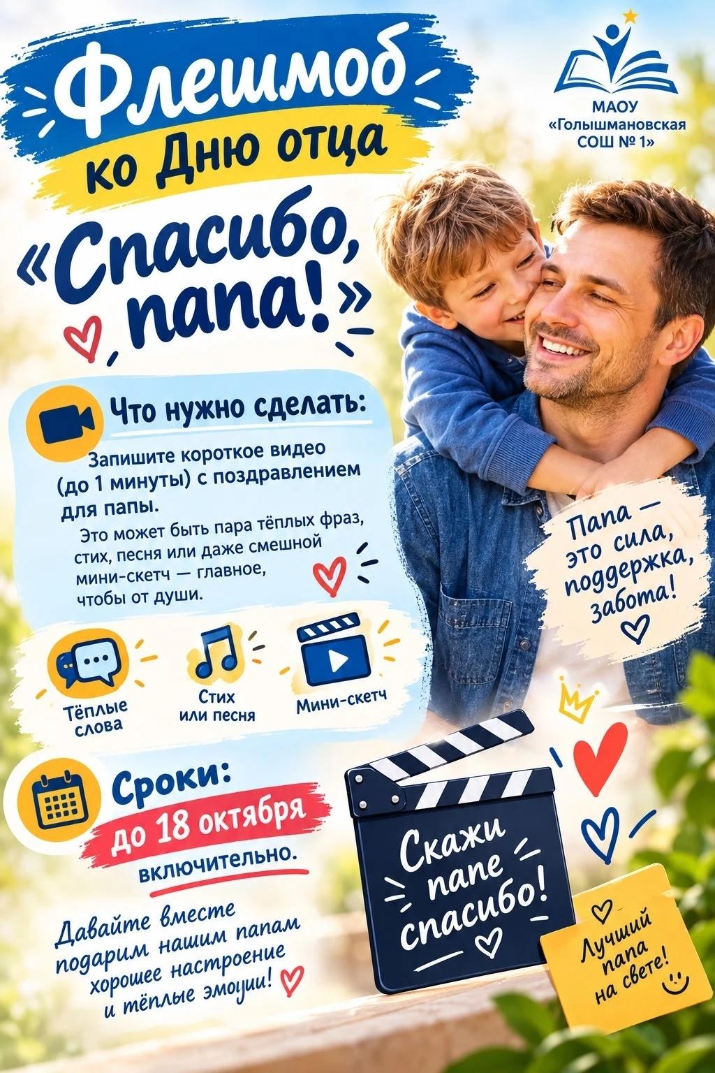 🎉 Флешмоб ко Дню отца «Спасибо, папа!» ! 🎉