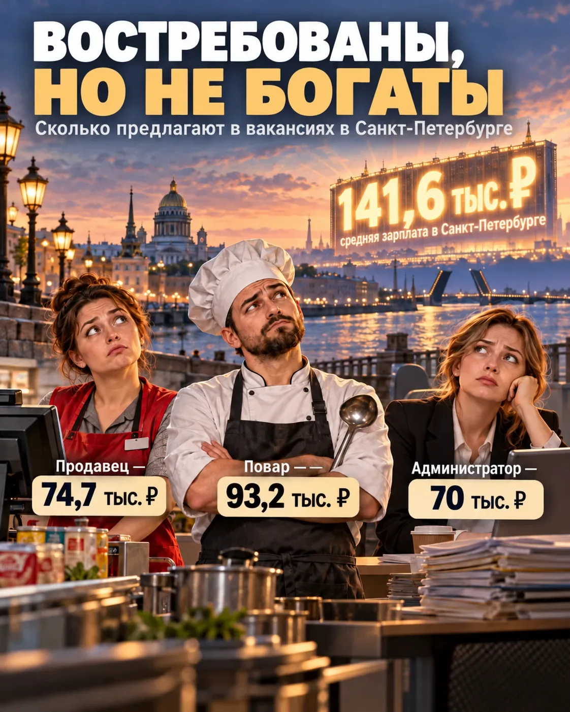 💰 Востребованы, но не богаты: сколько предлагают работникам в Петербурге?