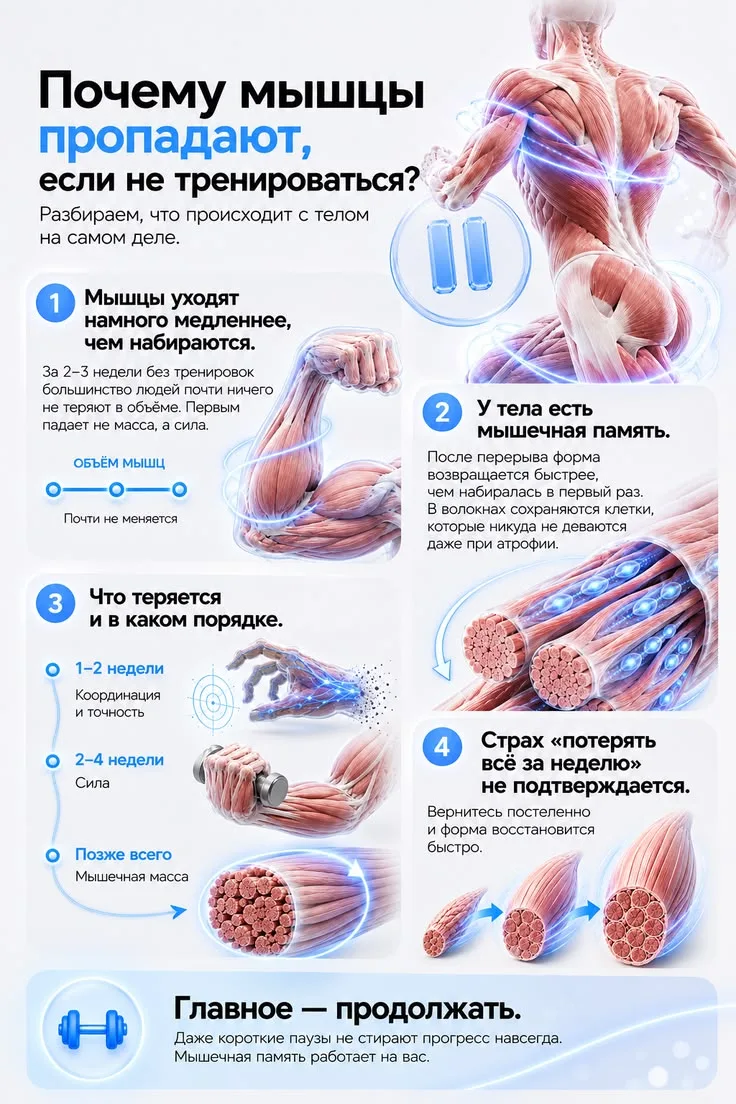 Почему пропадают мышцы, если не тренироваться.