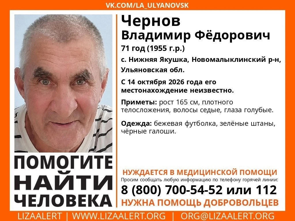 Чернов Владимир Фёдорович, 71 год (1955 г.р.)