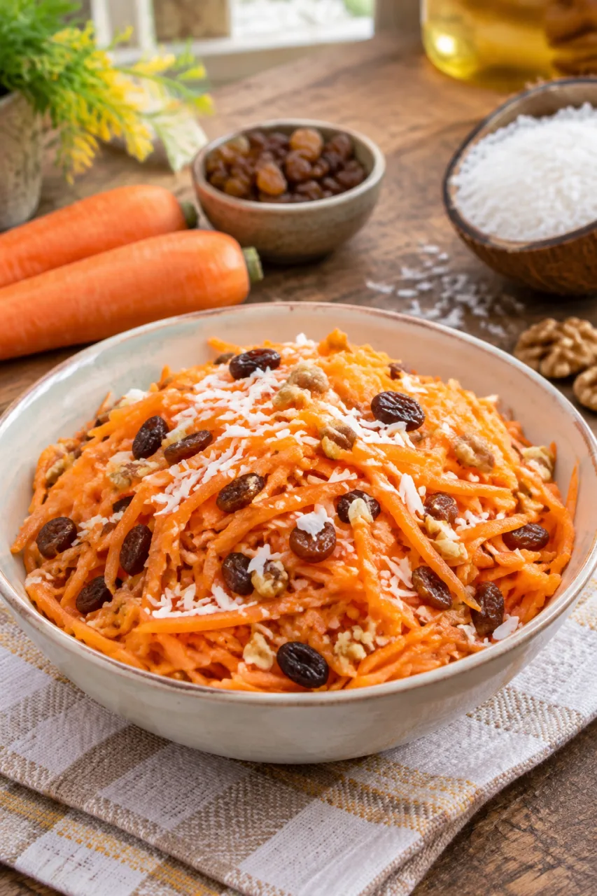 МОРКОВНЫЙ САЛАТ С ИЗЮМОМ И КОКОСОМ: СЛАДКИЙ СЮРПРИЗ ОСЕНИ!