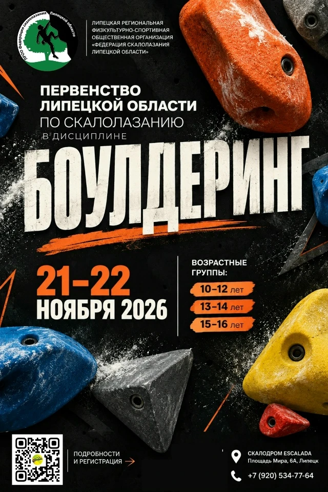 Открытое первенство Липецкой области по скалолазанию в дисциплине «боулдеринг»