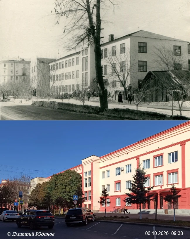 ПРОГУЛКИ ПО СТАРОМУ ИЖЕВСКУ. Было-стало. Улица Красногеройская. Вид на запад. Школа №30...
