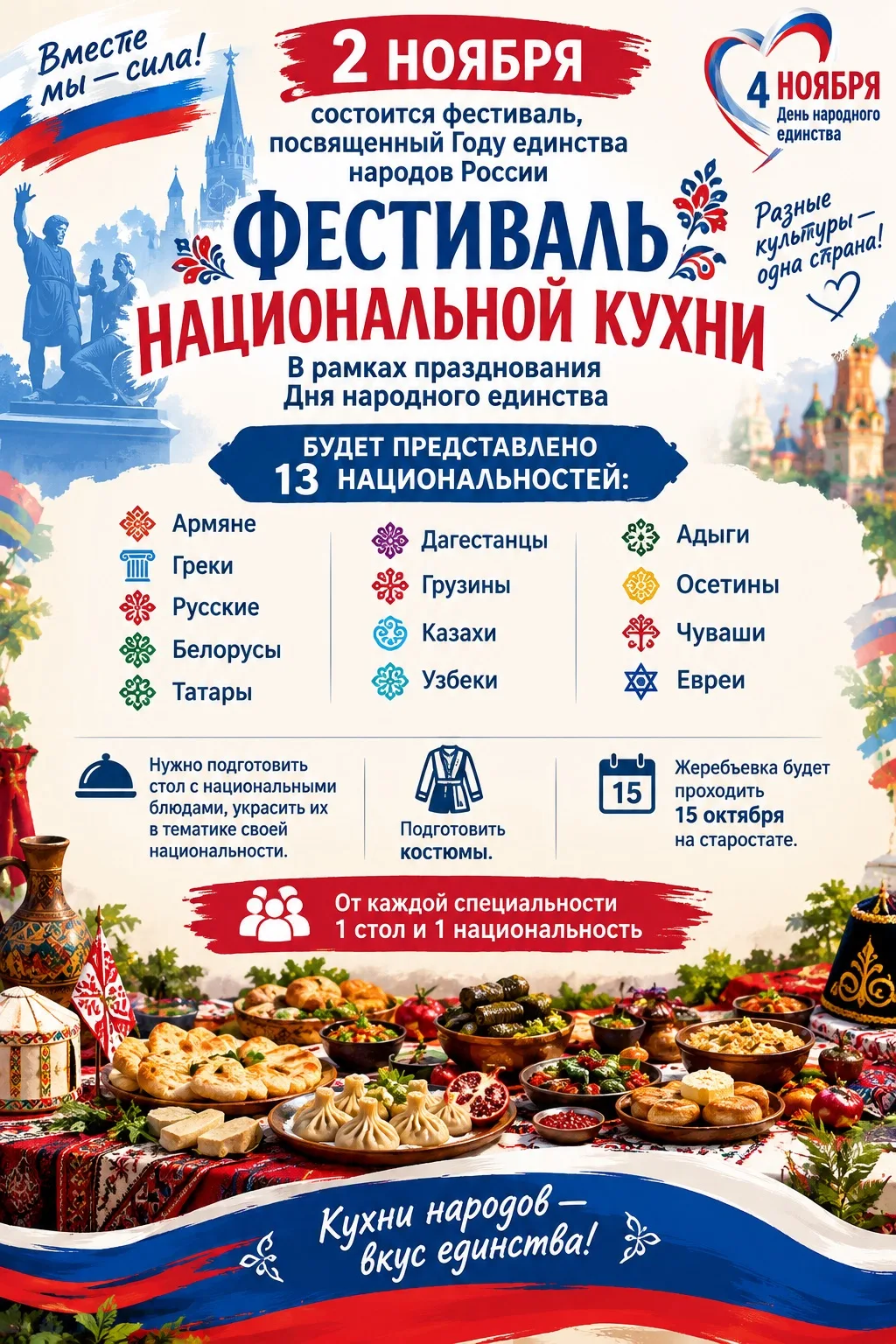 🇷🇺✨ ВМЕСТЕ МЫ — СИЛА! ФЕСТИВАЛЬ НАЦИОНАЛЬНОЙ КУХНИ ✨🇷🇺