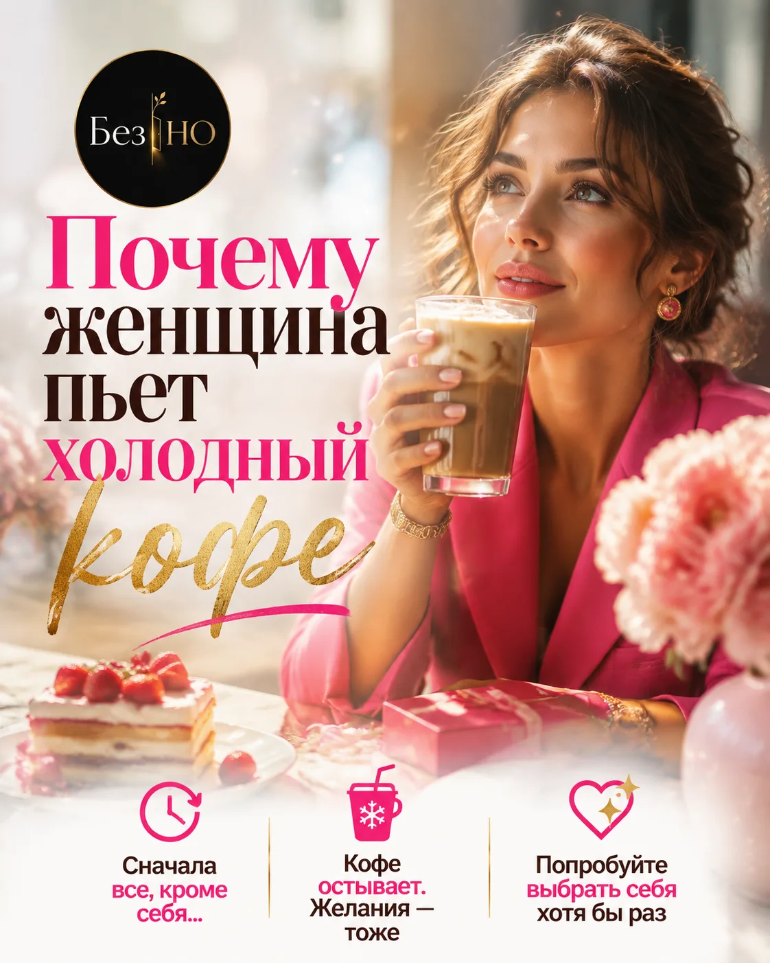 ‎🤍 | Почему женщина пьёт холодный кофе?