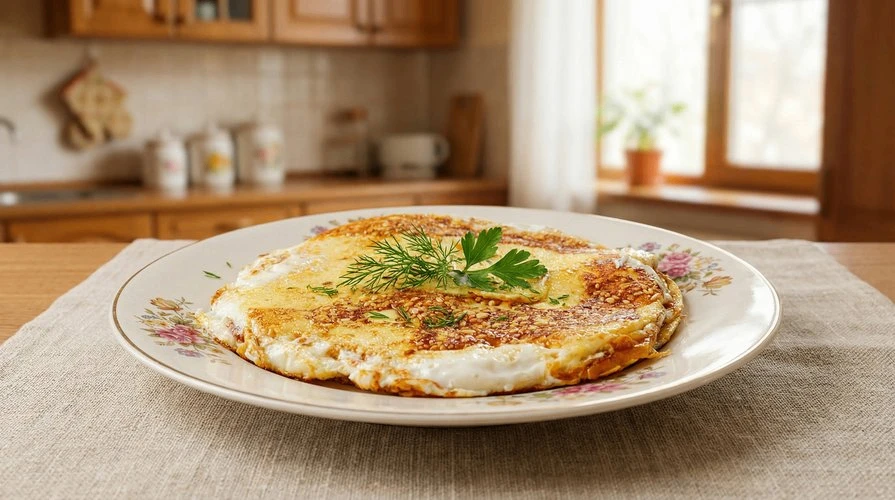 Яичница с кунжутно-сырной корочкой