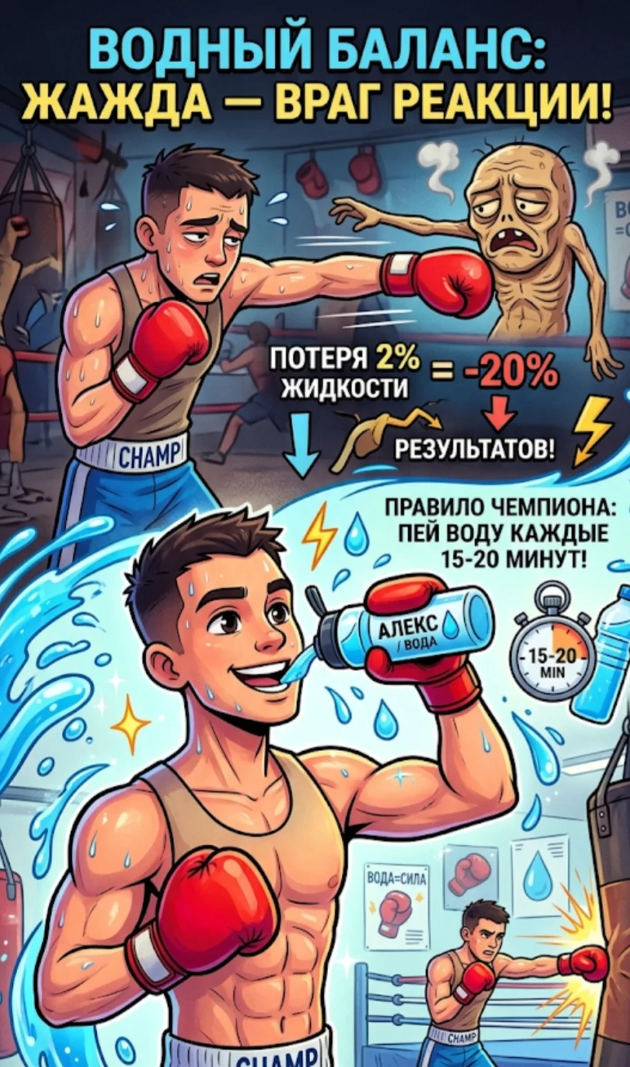 Водный баланс: почему жажда — главный враг реакции 💧🥊 🎯