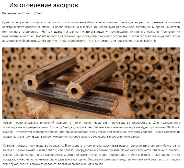 Десять идей экобизнеса