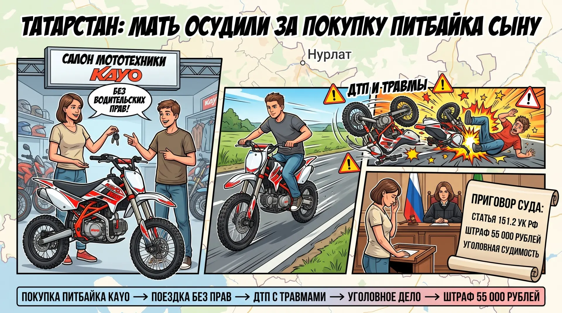 В Татарстане мать осудили по уголовной статье за покупку питбайка 16-летнему сыну