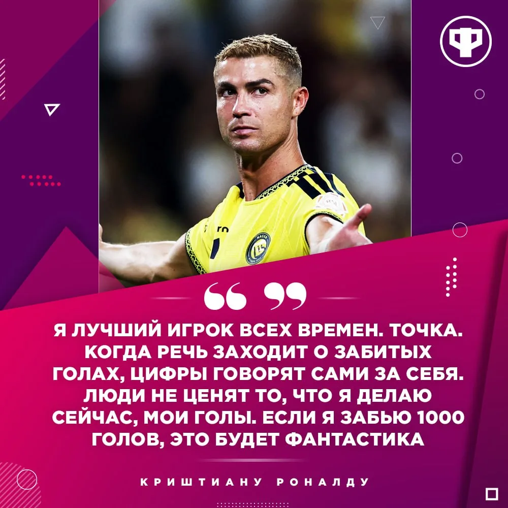 Роналду заявил, что он лучший футболист в истории.