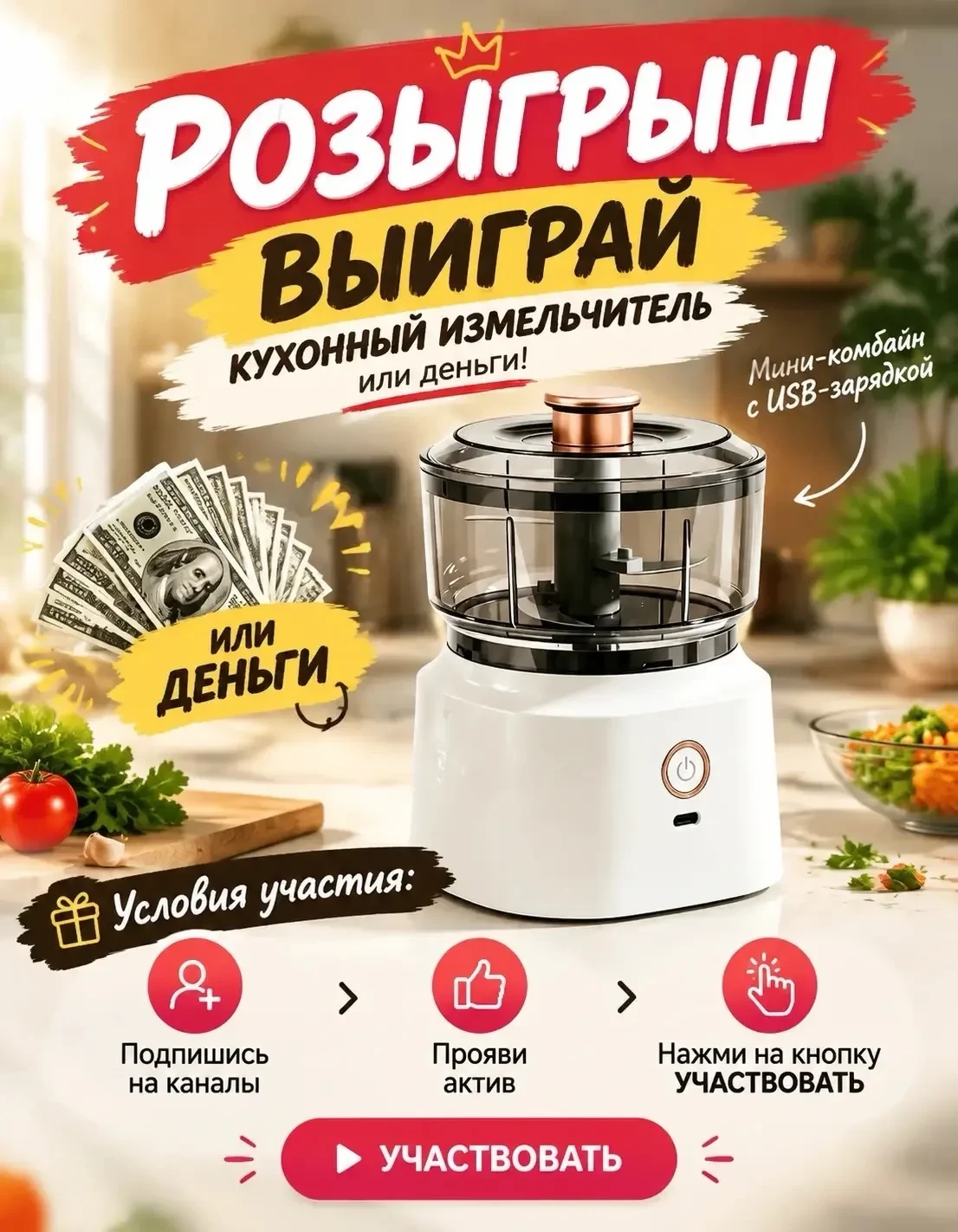 Дарим кухонный измельчитель или деньги 💴
