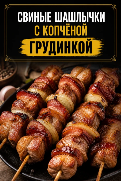 СВИНЫЕ ШАШЛЫЧКИ С КОПЧЁНОЙ ГРУДИНКОЙ
