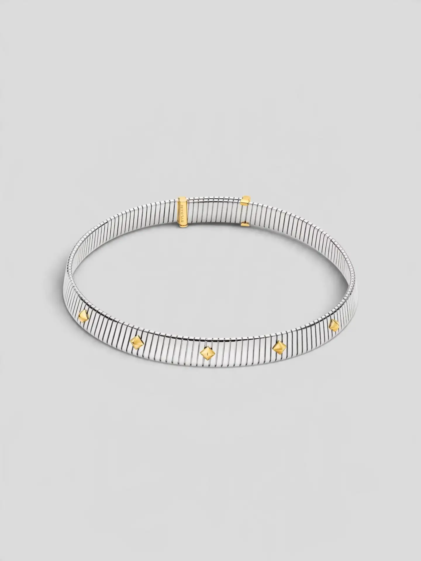 Новое колье Bvlgari Tubogas, золото и сталь, полный комплект.