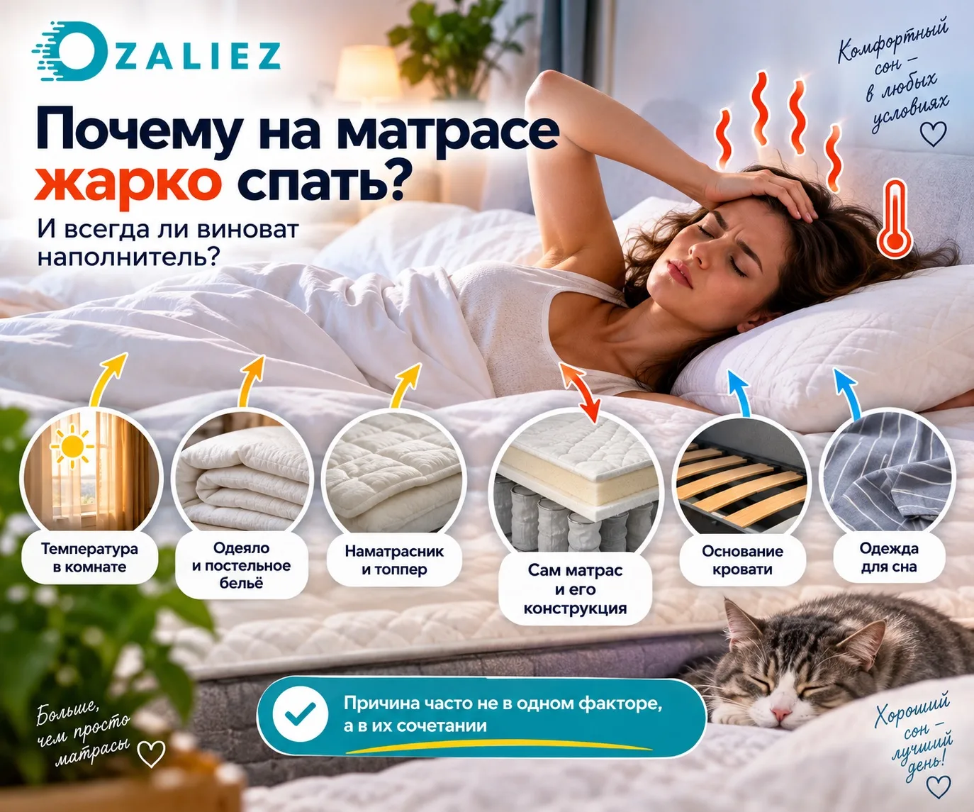 Почему на матрасе жарко спать? И матрас ли виноват? 🥵