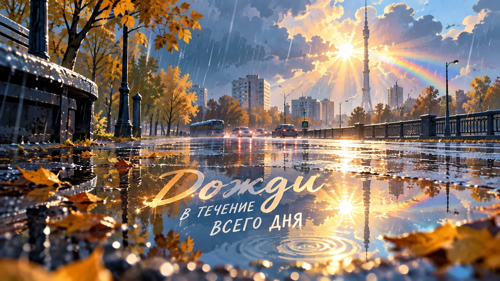 🌧 Дождь обещают в течение всего дня в Москве.