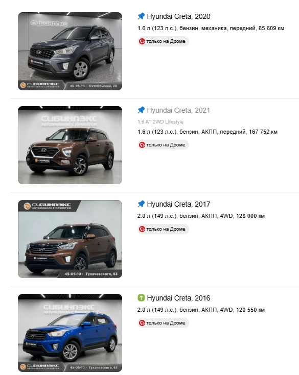 🚙 Подборка Hyundai Creta с пробегом