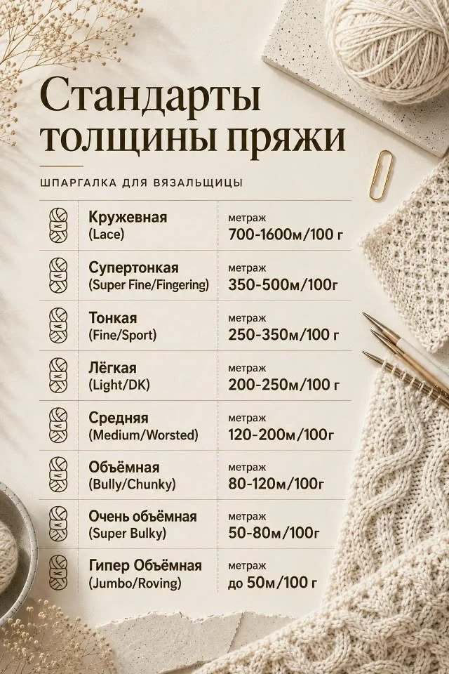 Как определить толщину пряжи 🧶