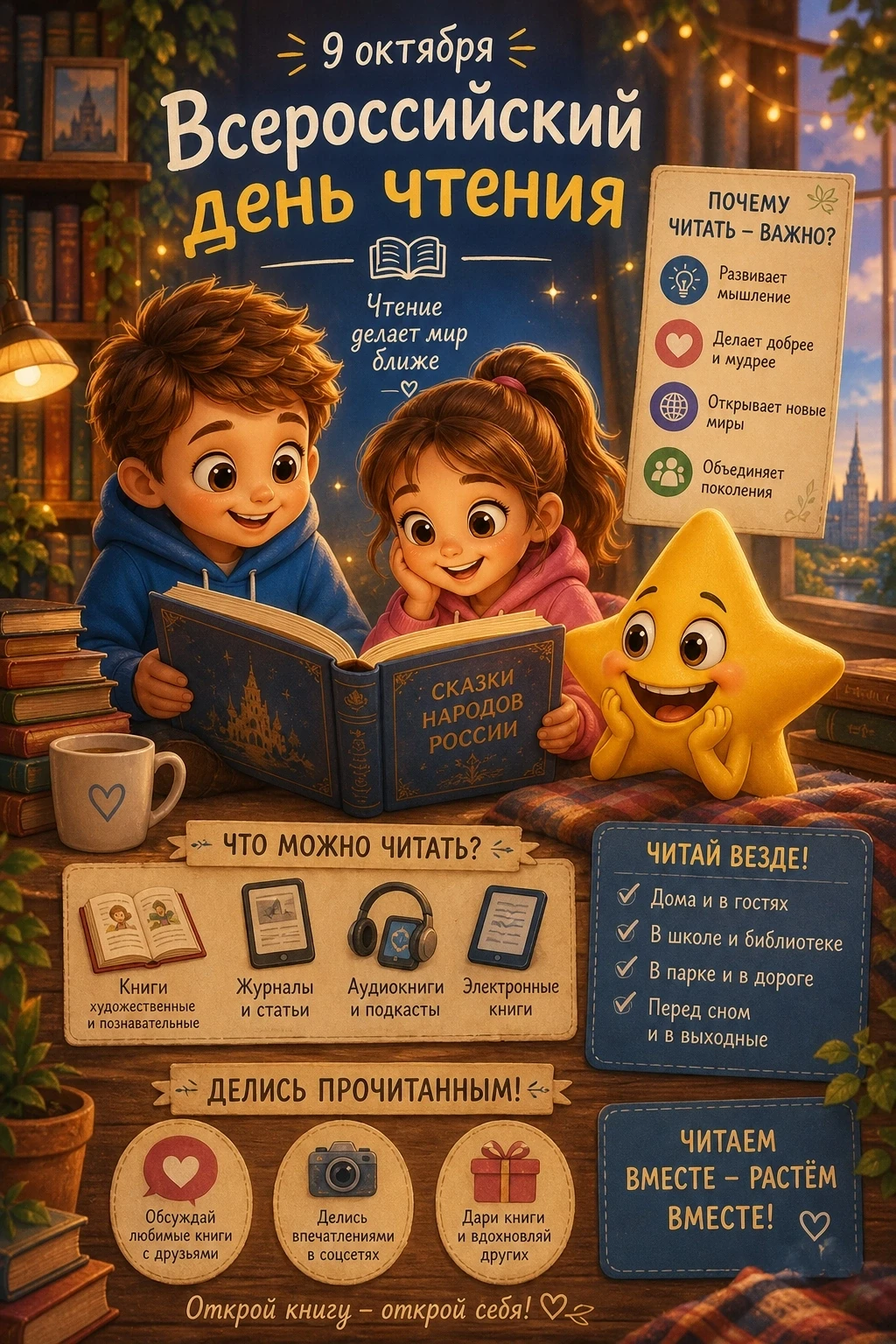 👩‍🏫👨‍🏫9 октября — Всероссийский день чтения! 🎉