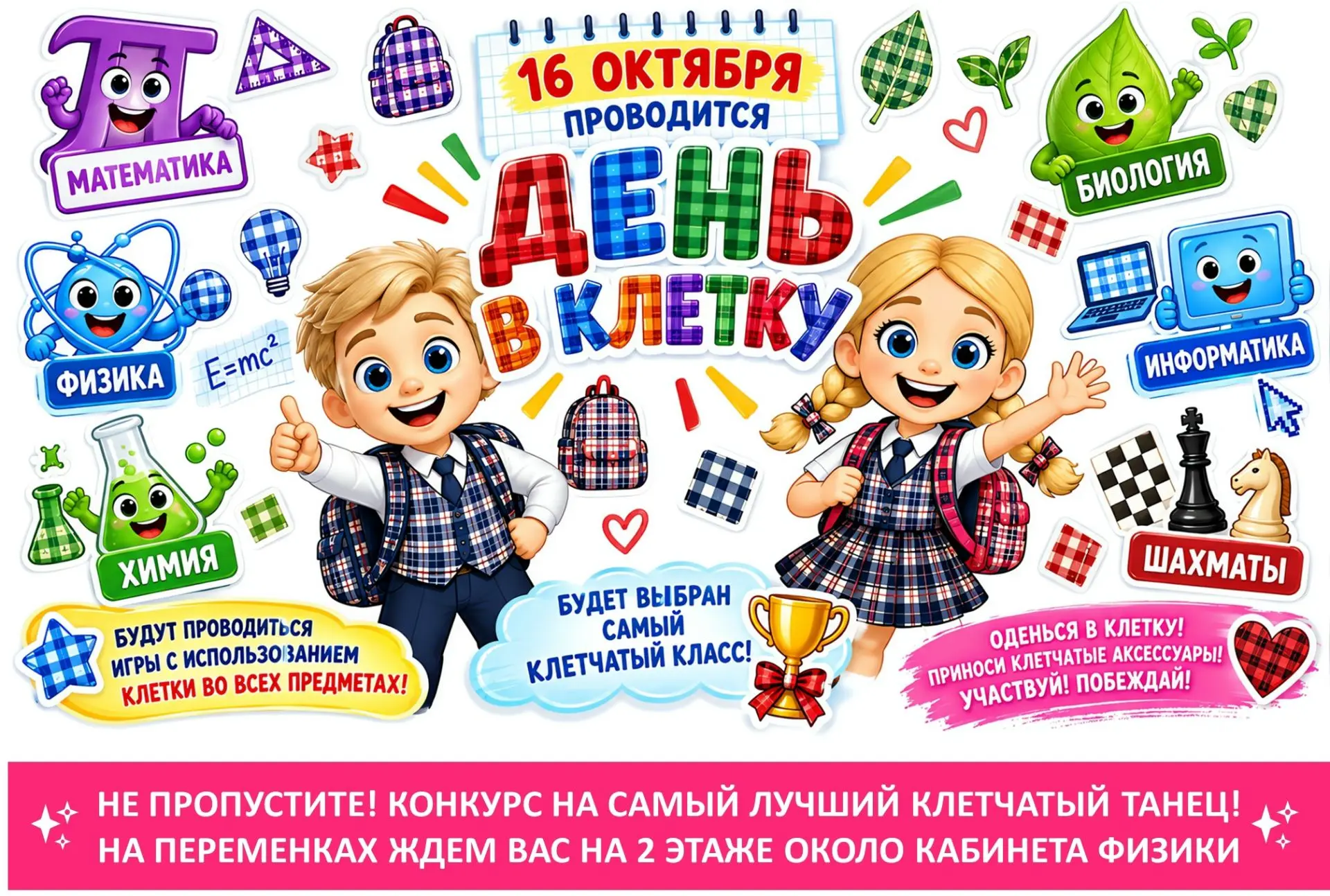 ВНИМАНИЕ, ШКОЛА! 16 ОКТЯБРЯ — ДЕНЬ В КЛЕТКУ!