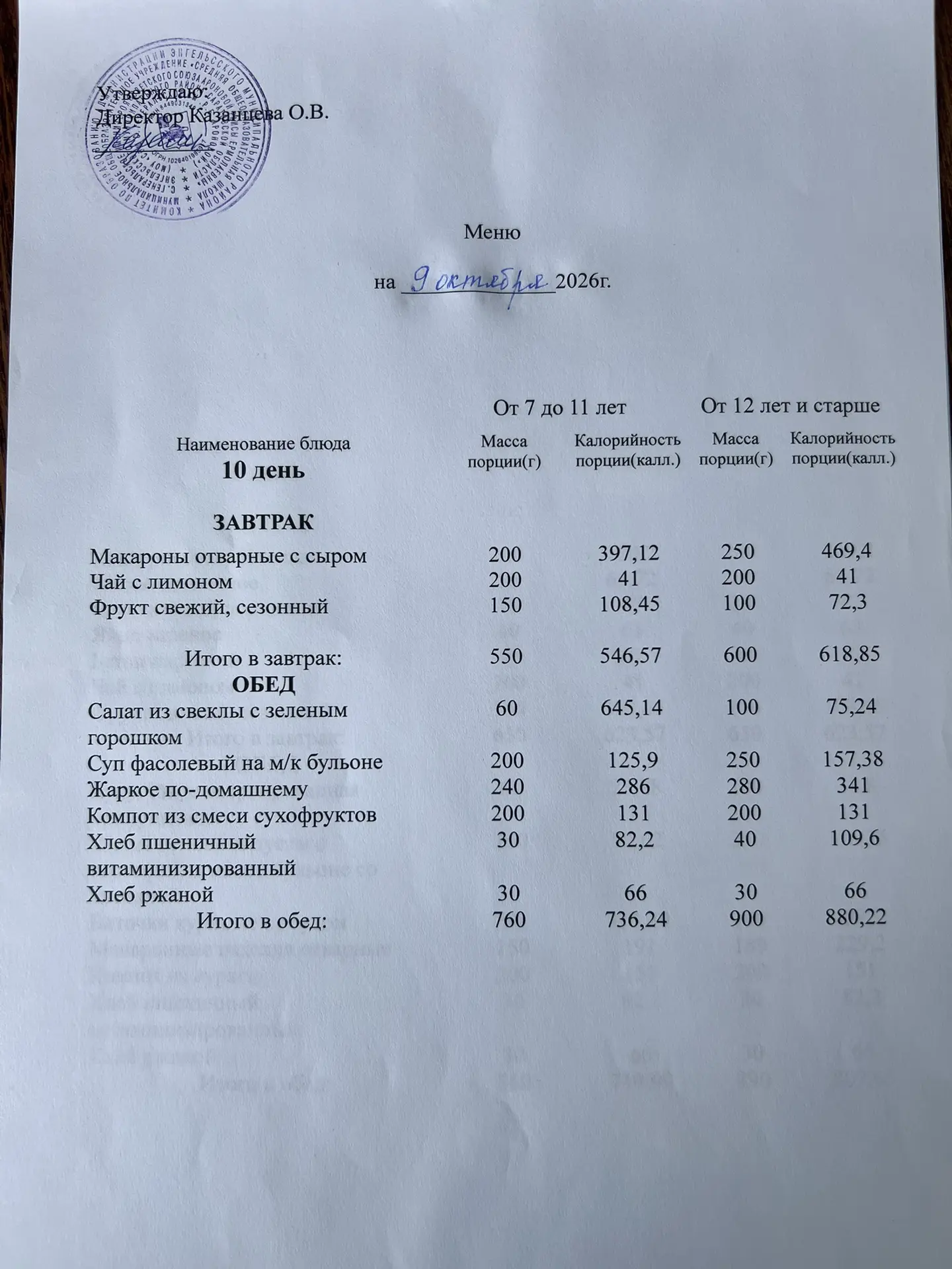 Учреждение: МОУ «СОШ с. Генеральское»