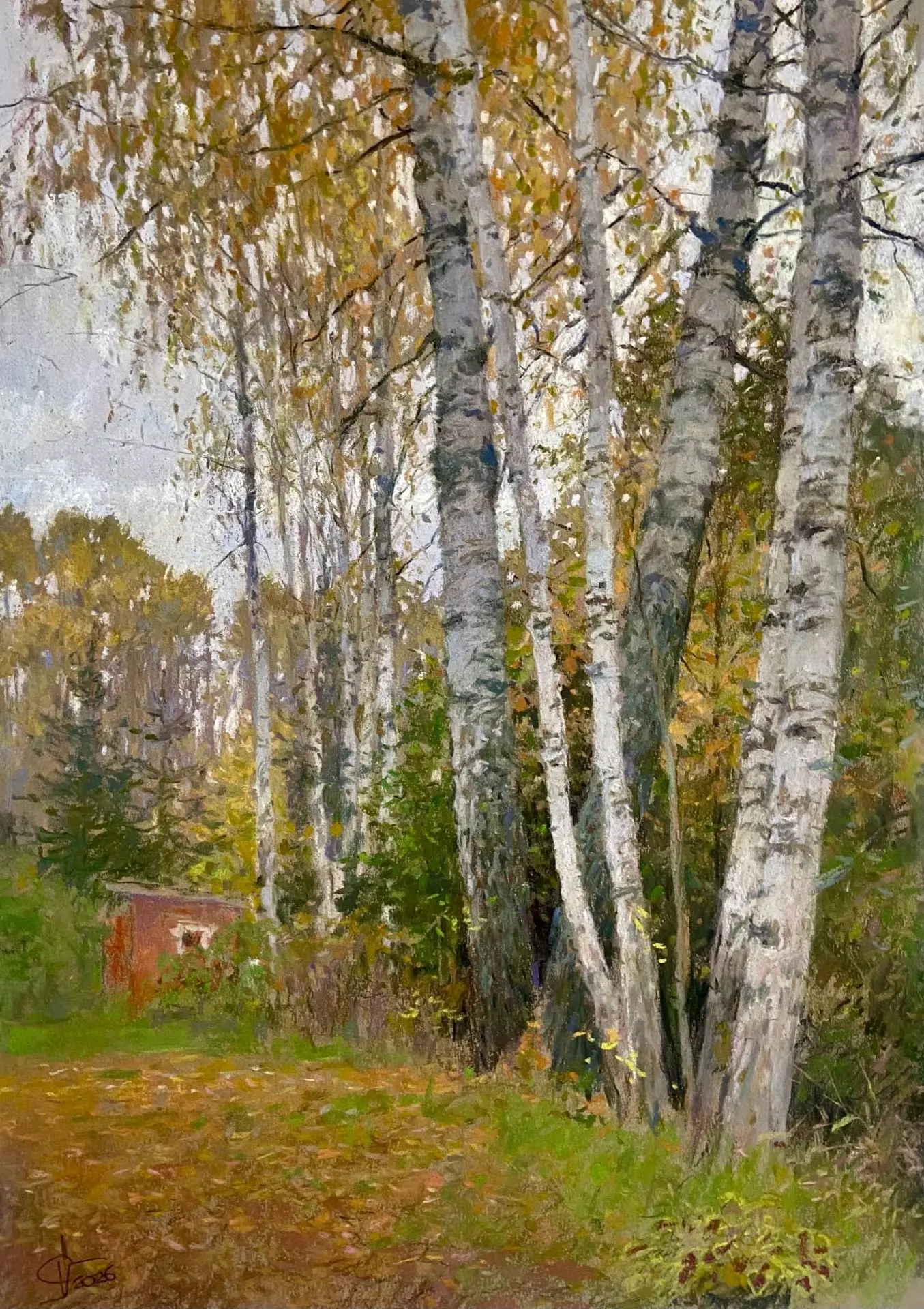 🍂 Волшебство осени на холсте: картина Сергея Усика «Октябрь. Дача»