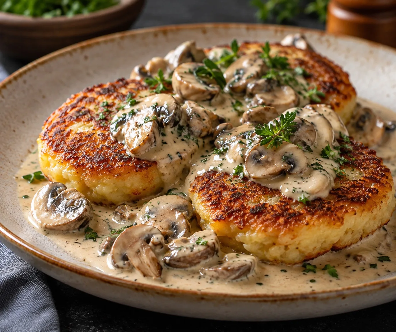 🥔🍄 Картофельные котлеты со сливочно-грибным соусом 🤤
