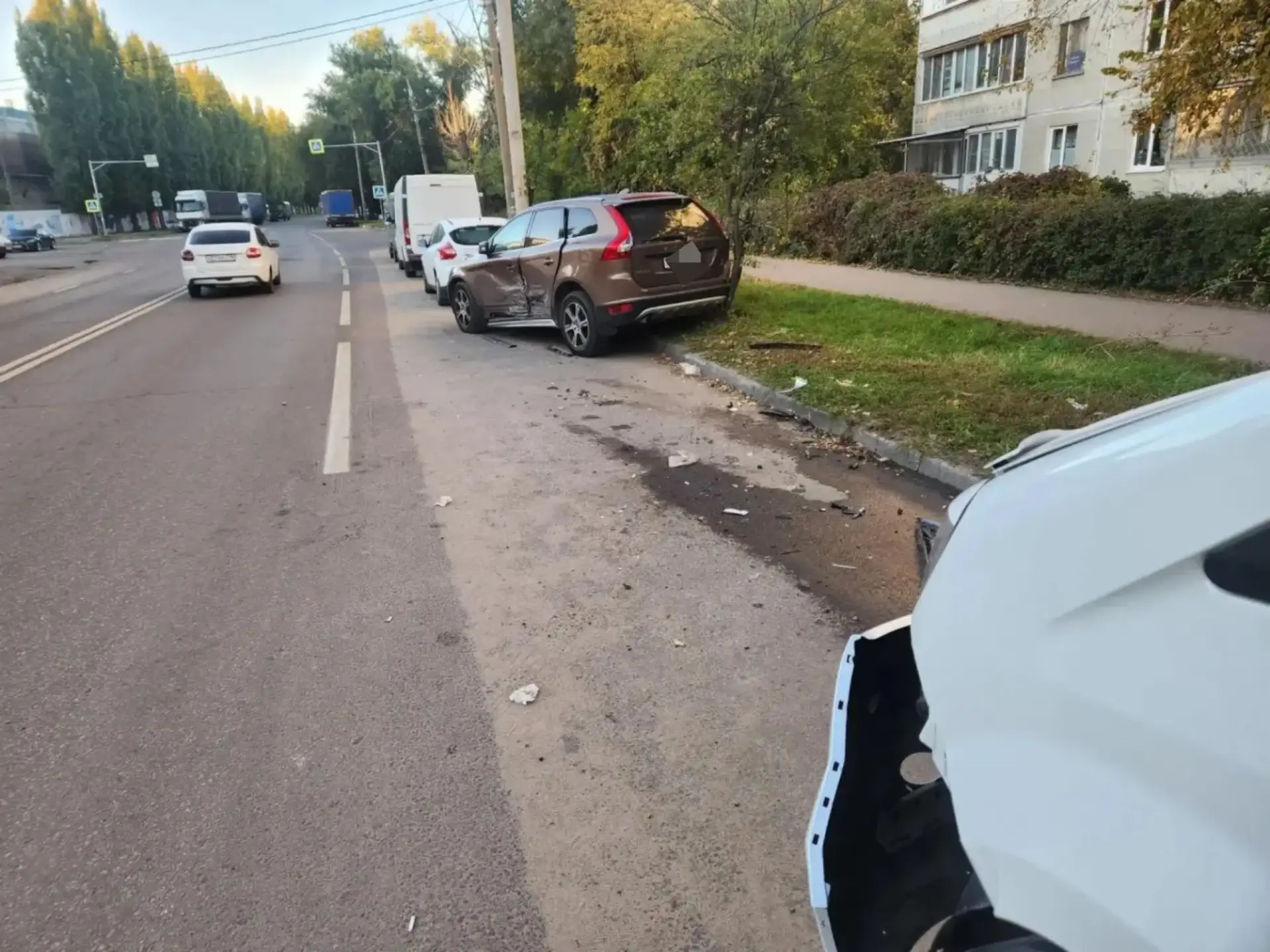 В ЖК «Дельфин», судя по всему, кто-то очень неровно проехал по дороге