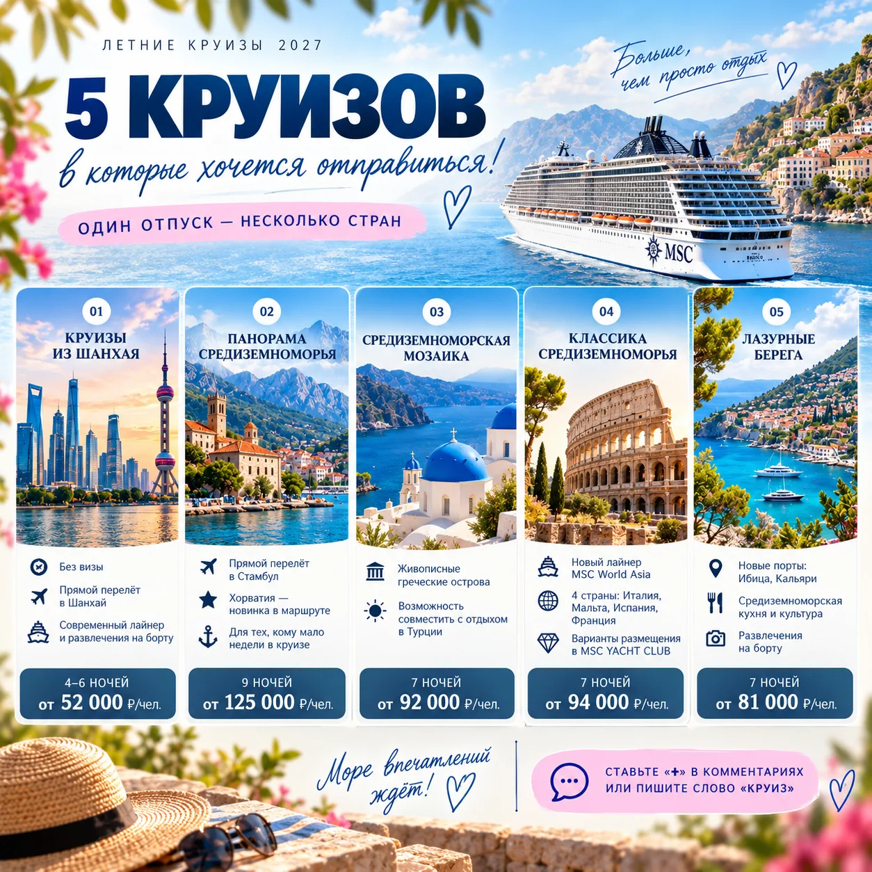 🚢 ЛЕТО-2027: 5 КРУИЗОВ, В КОТОРЫЕ ХОЧЕТСЯ ОТПРАВИТЬСЯ! 🌊