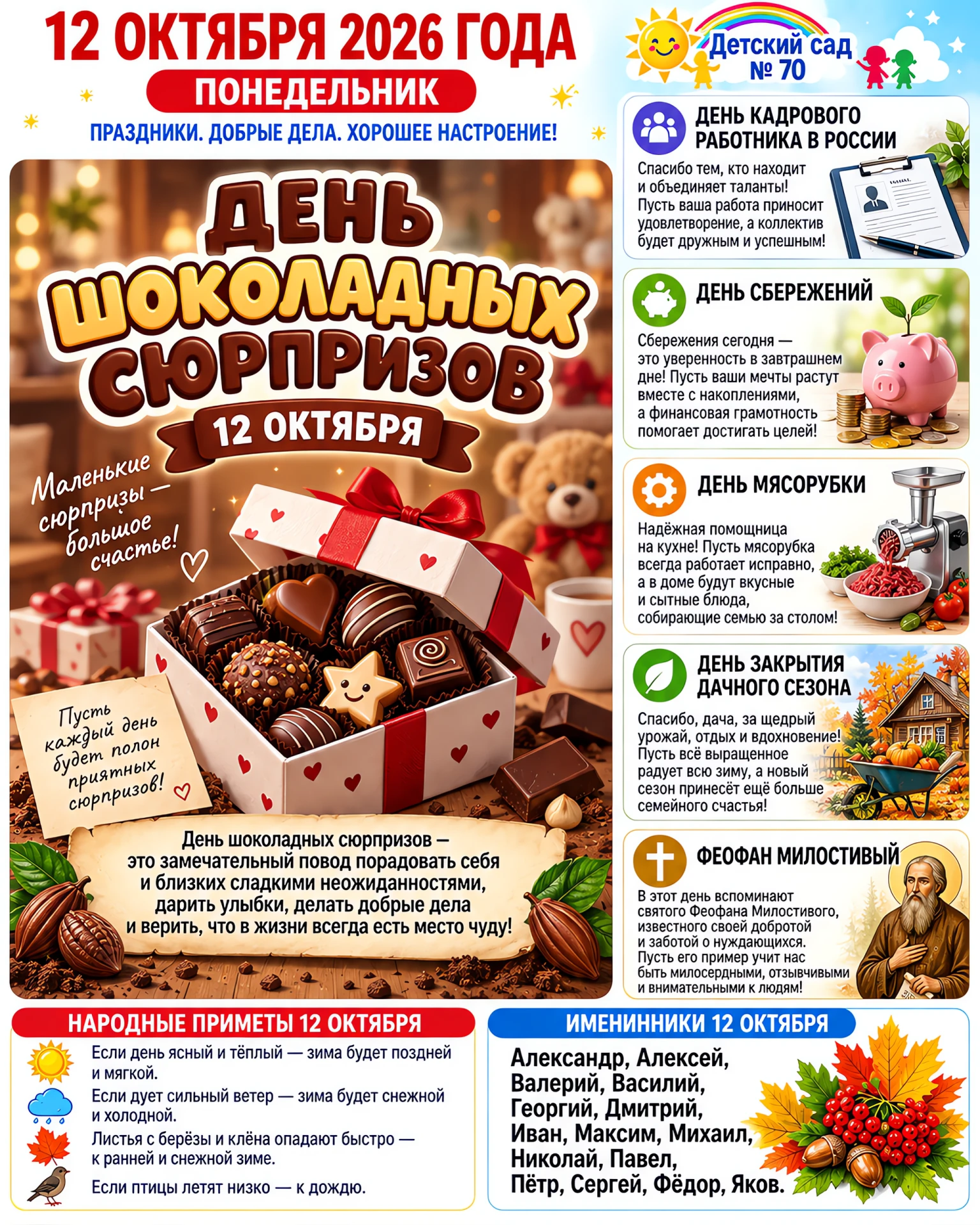 📅 12 октября 2026 года, понедельник. Начинаем неделю со вкусом и пользой!