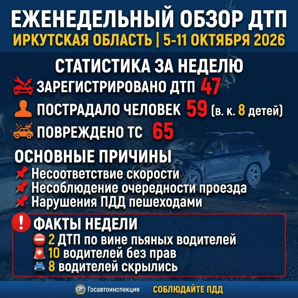 Еженедельный ОБЗОР ДТП на территории Иркутской области