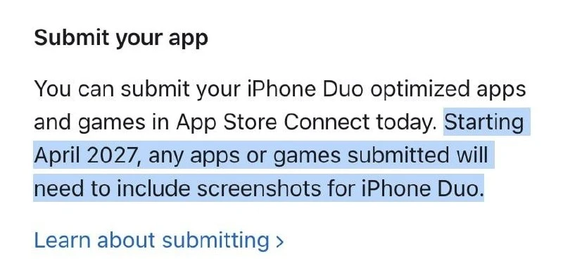 Ребята из Apple обязывают разработчиков оптимизировать все приложения под iPhone Duo!