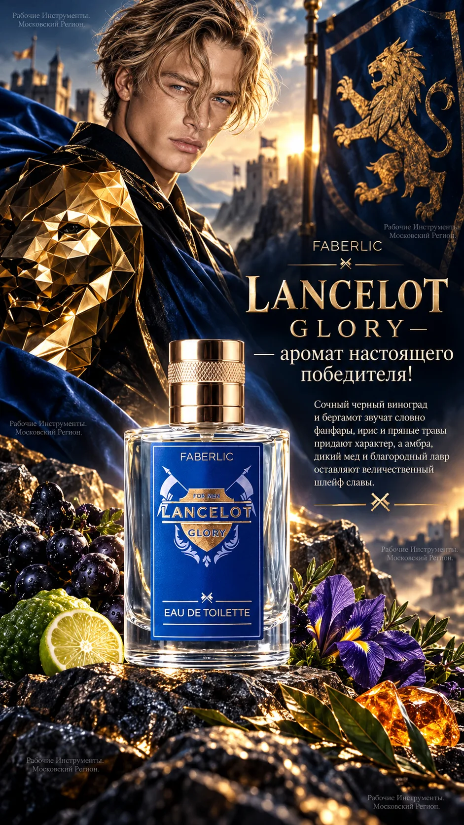Lancelot Glory — аромат настоящего победителя! Сочный черный виноград и бергамот звучат...
