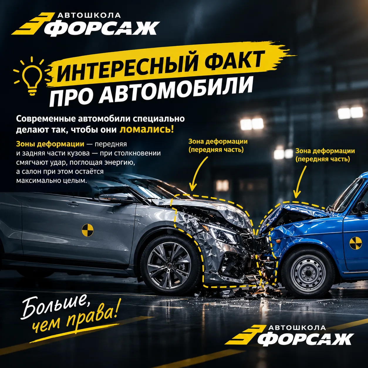 🚗💥 ИНТЕРЕСНЫЙ ФАКТ: безопасный автомобиль специально делают так, чтобы он… ломался!