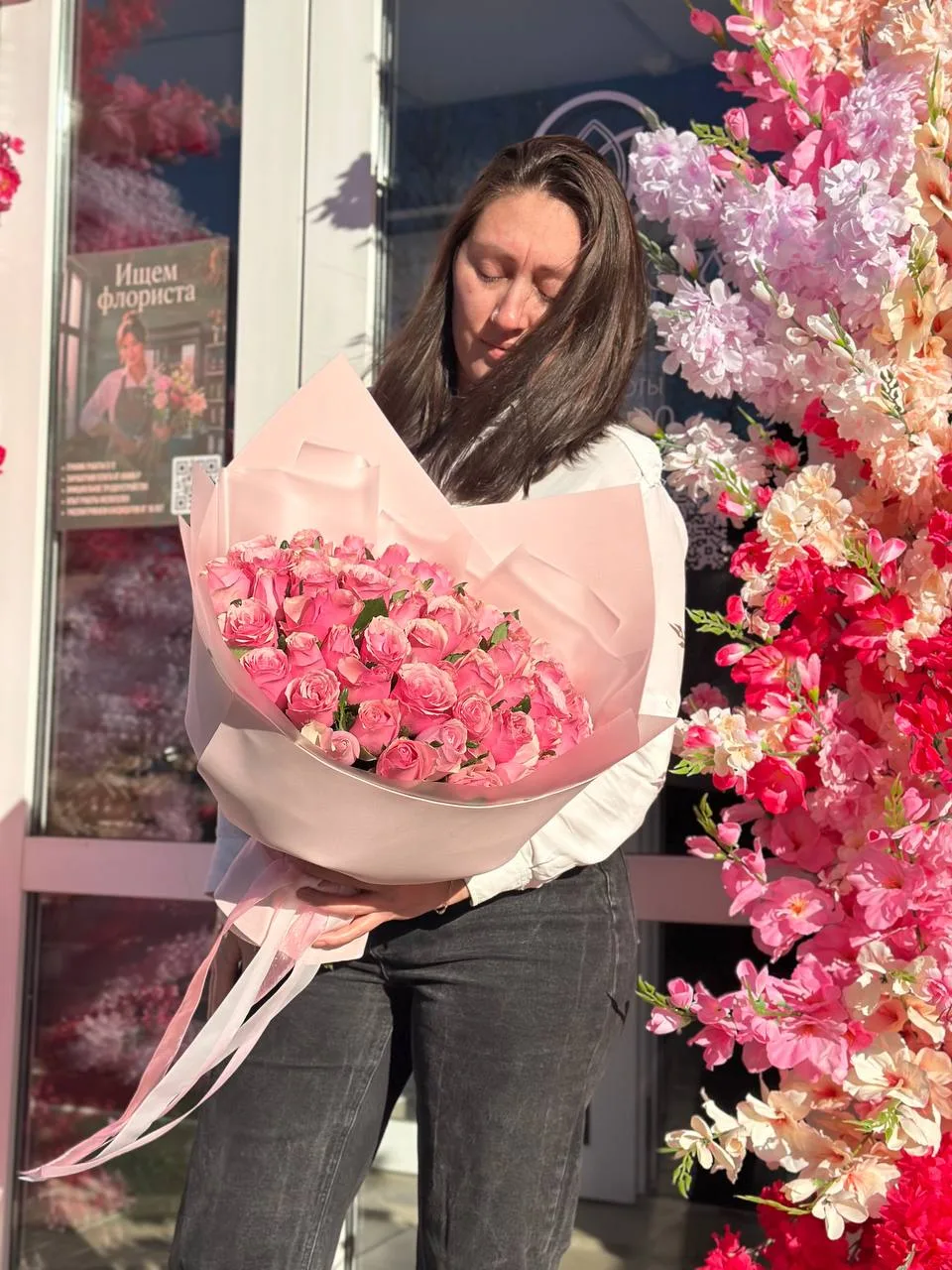 55 розовых роз Кения 5️⃣5️⃣8️⃣5️⃣ 🌸